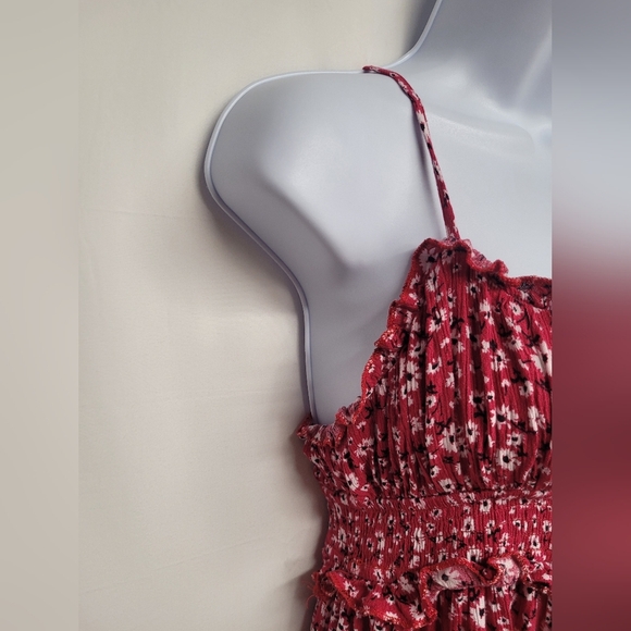 Shein L Floral Sundress Elastic Smocked Spaghetti Strap Zipper Back - Picture 2 of 5